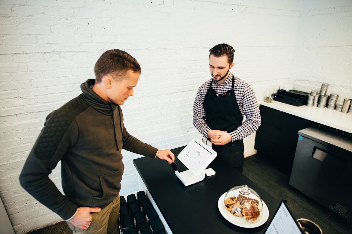 Franchise owner in modern storefront space